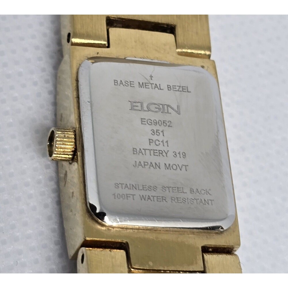 Women's Elgin White Mother Pearl Dial Crystal Accents On Bracelet Band Watch 04 - Picture 8 of 8